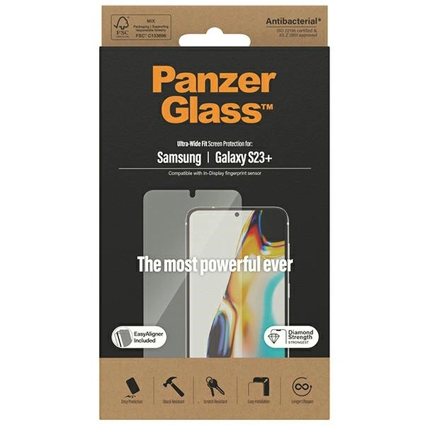 PanzerGlass Ultra-Wide Fit tempered glass with applicator for Samsung Galaxy S23+eng