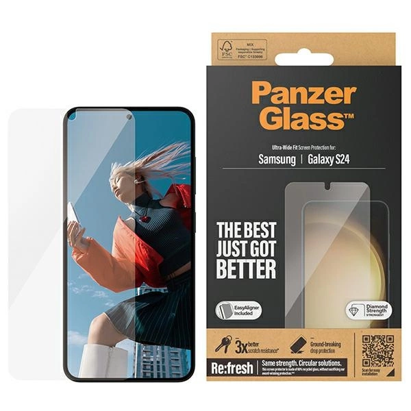 PanzerGlass Ultra-Wide Fit tempered glass with applicator for Samsung Galaxy S24eng