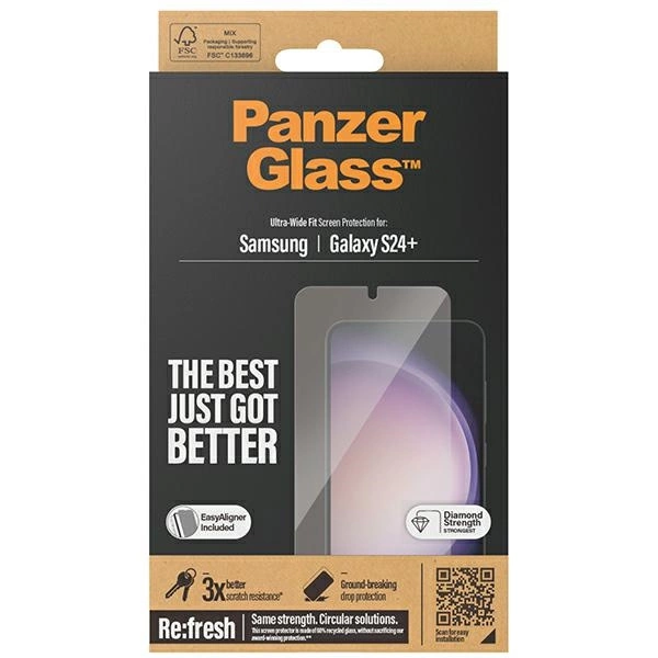 PanzerGlass Ultra-Wide Fit tempered glass with applicator for Samsung Galaxy S24+eng