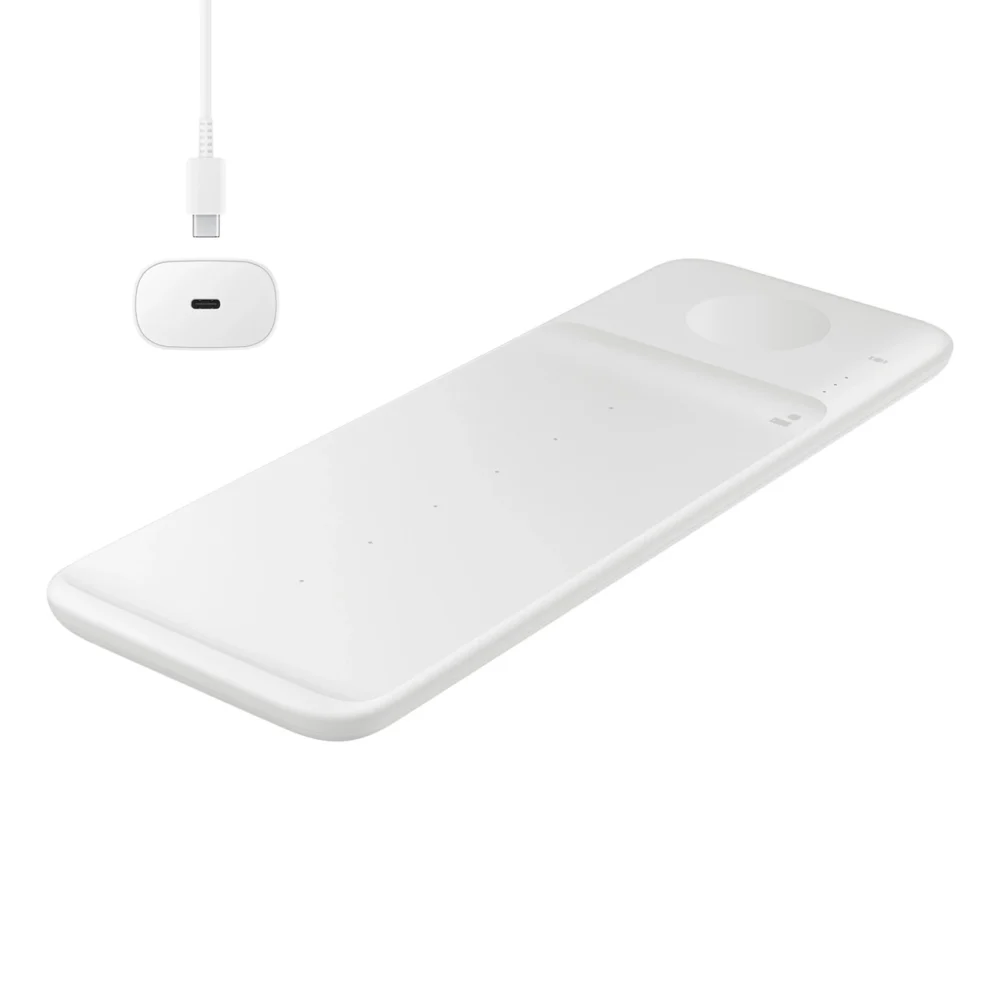 Samsung Trio EP-P6300TWEGEU 3in1 inductive charger for phone / Galaxy Watch / Buds - white + mains charger + cableeng