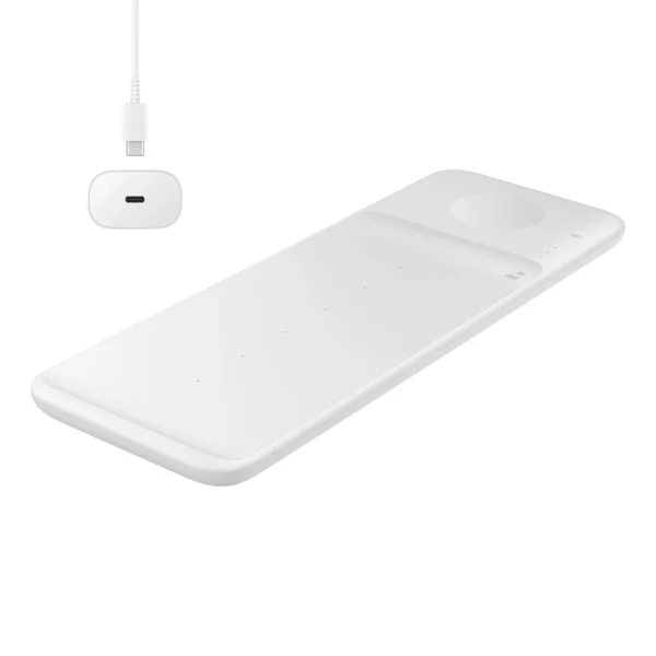 Samsung Trio EP-P6300TWEGEU 3in1 inductive charger for phone / Galaxy Watch / Buds - white + mains charger + cableeng