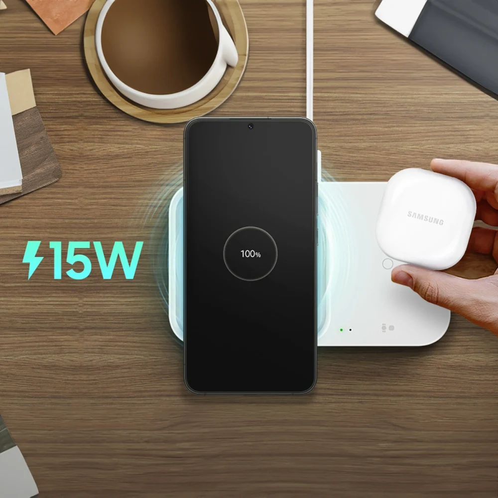 Samsung Wireless Charger Duo EP-P5400TWEGEU inductive charger 15W - white + mains charger + cableeng
