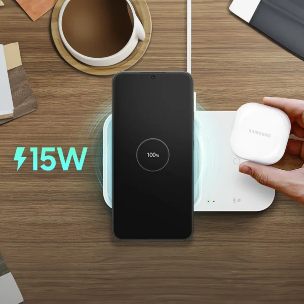 Samsung Wireless Charger Duo EP-P5400TWEGEU inductive charger 15W - white + mains charger + cableeng