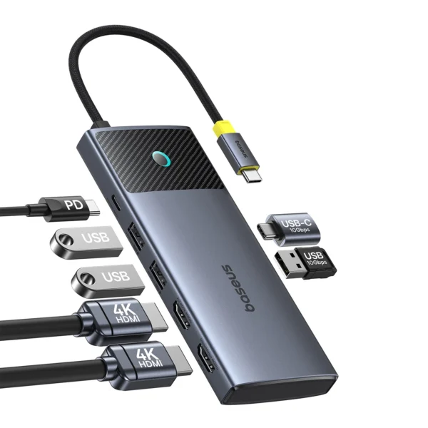 HUB Baseus Metal Gleam Series II 7in1 USB-C - USB-C PD100W / 2x USB-A / 2x HDMI 4K / USB-A 3.0 / USB-C 3.0eng