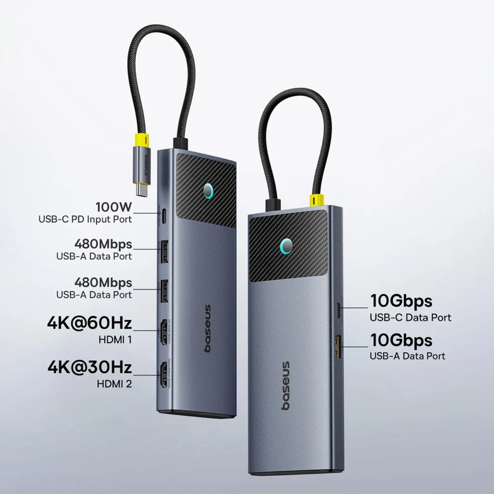 HUB Baseus Metal Gleam Series II 7in1 USB-C - USB-C PD100W / 2x USB-A / 2x HDMI 4K / USB-A 3.0 / USB-C 3.0eng