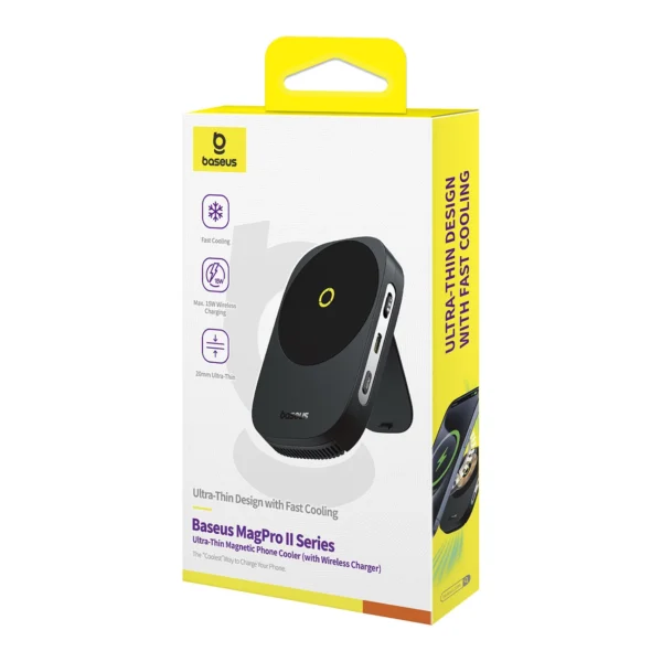 Baseus MagPro II smartphone cooling fan with 15W inductive charging and stand - blackeng