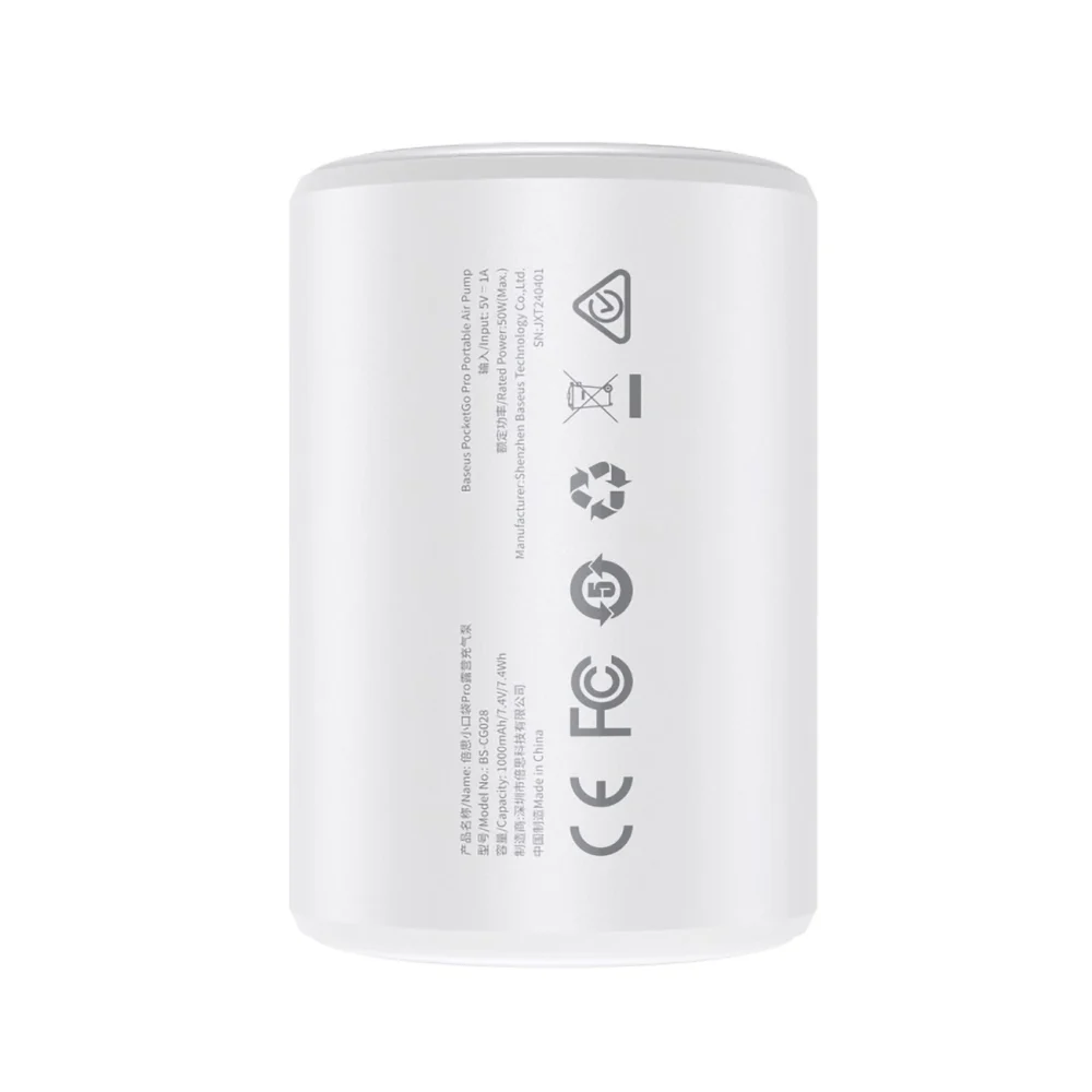 Baseus PocketGo Pro tourist pump with air deflation function and LED flashlight - whiteeng