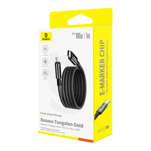 Baseus Tungsten Gold magnetic USB-C / USB-C cable 100W 1m - blackeng
