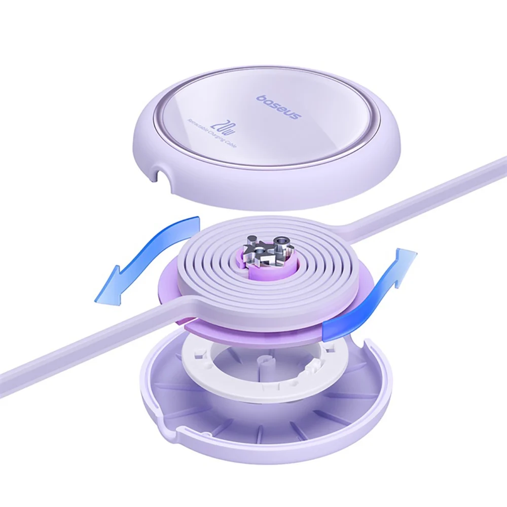 Baseus Free2Pull Cable Retractable USB-C / Lightning 20W 1m - Purpleeng