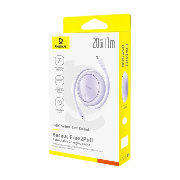 Baseus Free2Pull Cable Retractable USB-C / Lightning 20W 1m - Purpleeng