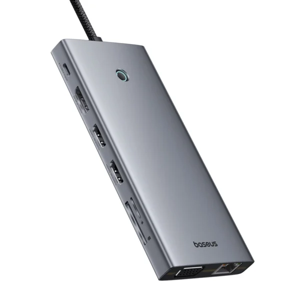 HUB Baseus PortalJoy Series 13in1 USB-C - 2x HDMI / DP / VGA / USB-A 3.1 / USB-C 3.1 / USB-A 2.0 / PD / RJ45 / SD / TF / AUX - grayeng