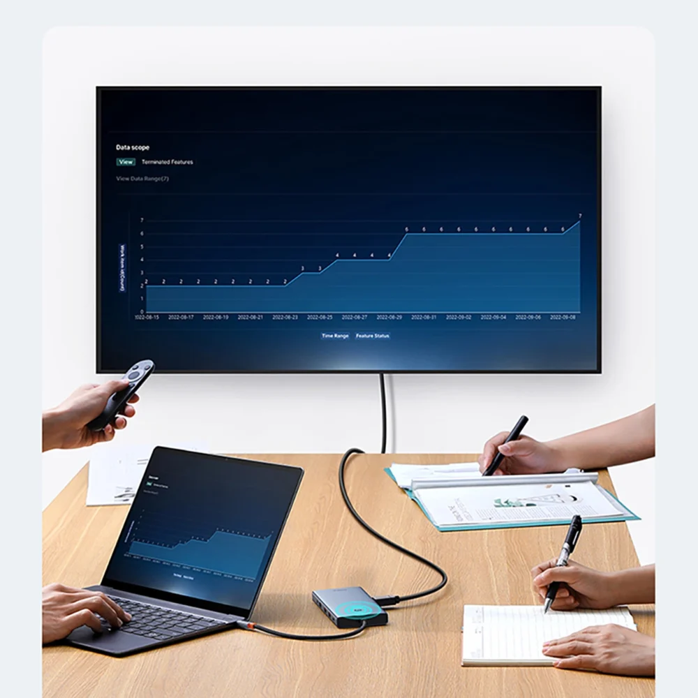 HUB Baseus PortalJoy Series 13in1 USB-C - 2x HDMI / DP / VGA / USB-A 3.1 / USB-C 3.1 / USB-A 2.0 / PD / RJ45 / SD / TF / AUX - grayeng
