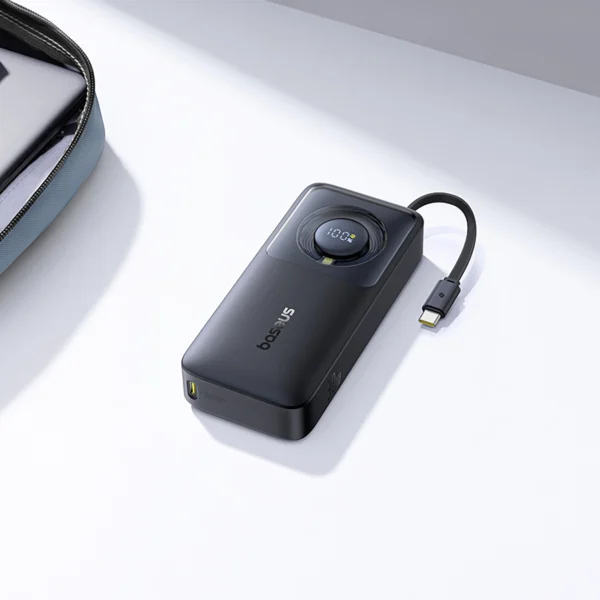 Baseus Free2Pull 10000mAh 30W powerbank with USB-C port and retractable USB-C cable - blackeng