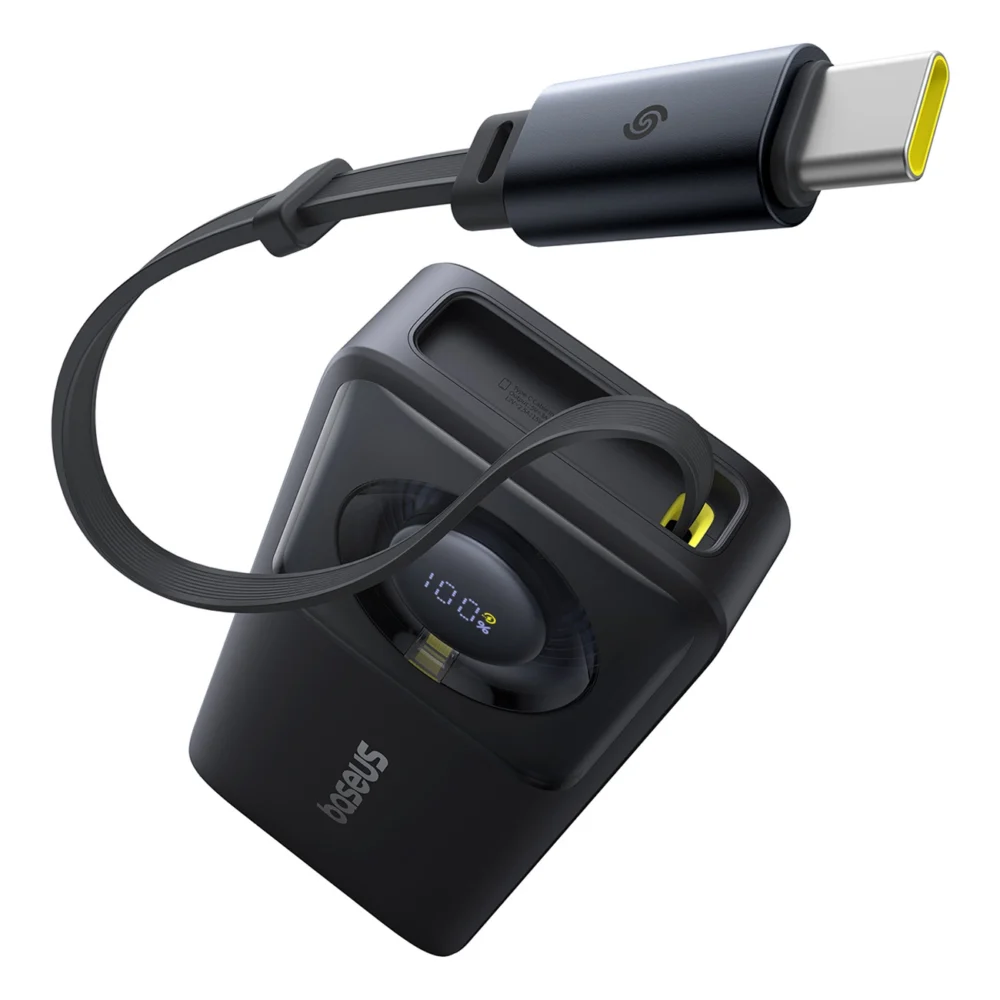 Baseus Free2Pull 10000mAh 30W powerbank with USB-C port and retractable USB-C cable - blackeng