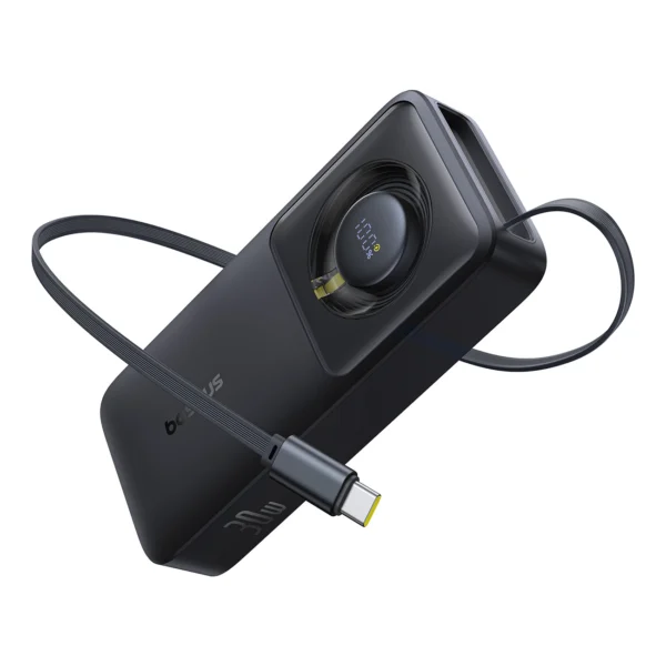 Baseus Free2Pull 10000mAh 30W powerbank with USB-C port and retractable USB-C cable - blackeng