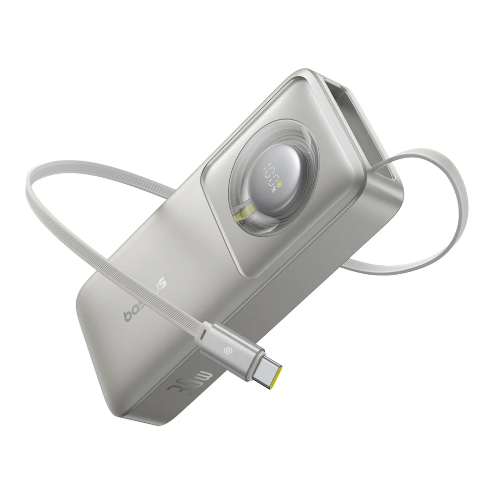 Baseus Free2Pull 10000mAh 30W powerbank with USB-C port and retractable USB-C cable - grayeng