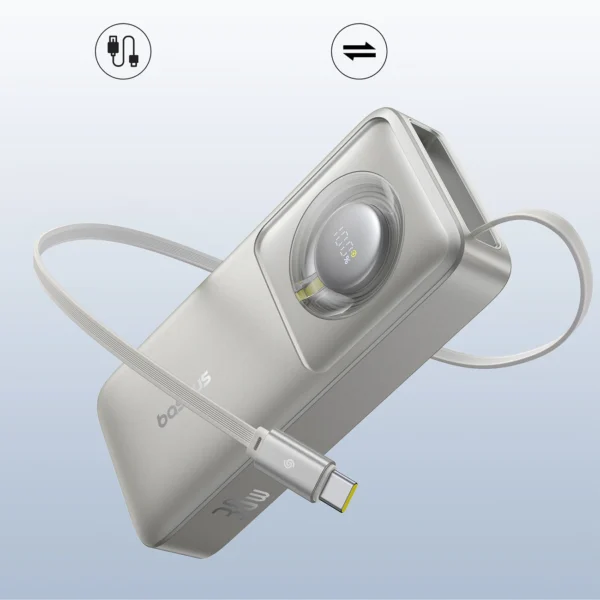 Baseus Free2Pull 10000mAh 30W powerbank with USB-C port and retractable USB-C cable - grayeng