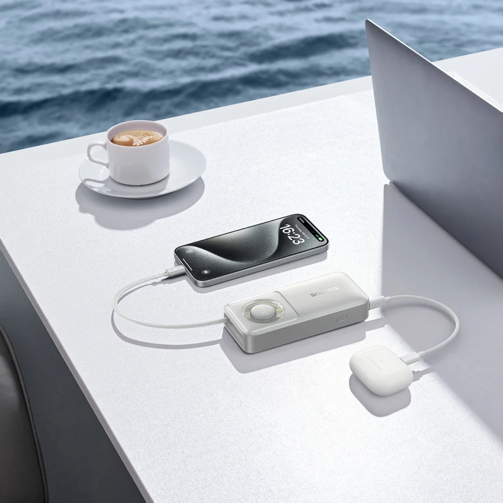Baseus Free2Pull 10000mAh 30W powerbank with USB-C port and retractable USB-C cable - grayeng