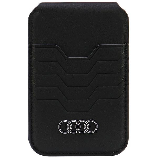 Audi Leather Wallet Card MagSafe magnetic with stand - blackeng
