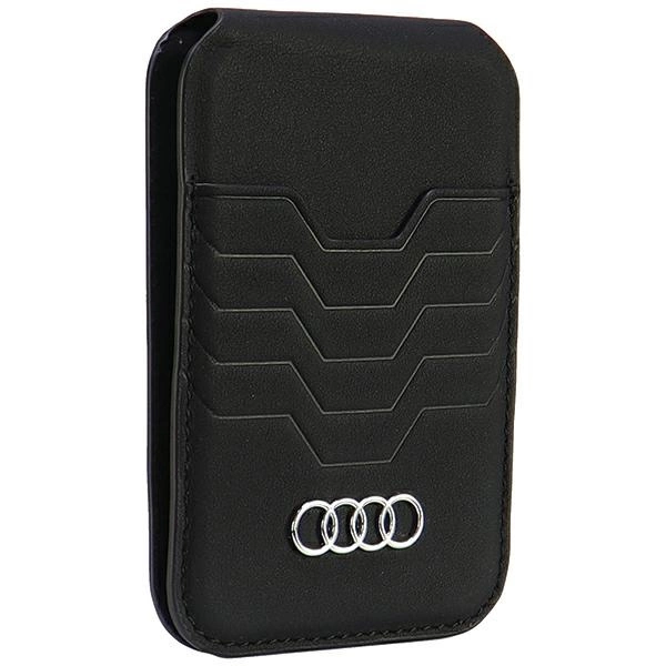 Audi Leather Wallet Card MagSafe magnetic with stand - blackeng