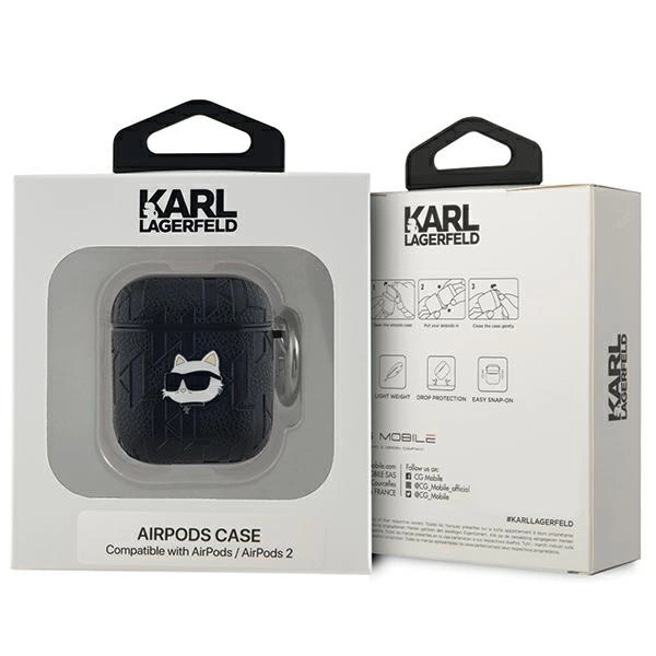Karl Lagerfeld Monogram Choupette Head case for AirPods 1 / 2 - blackeng