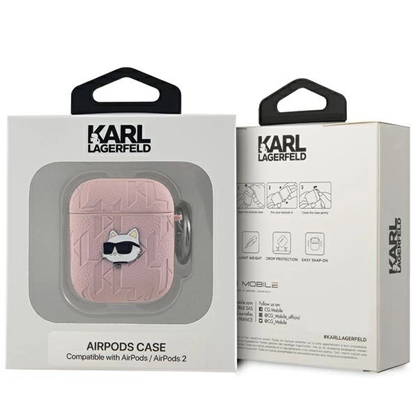 Karl Lagerfeld Monogram Choupette Head case for AirPods 1 / 2 - pinkeng