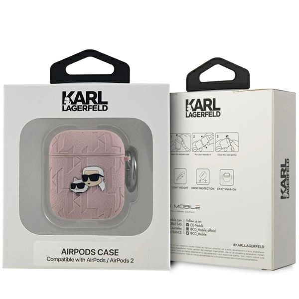 Karl Lagerfeld Monogram Karl & Choupette Head case for AirPods 1 / 2 - pinkeng