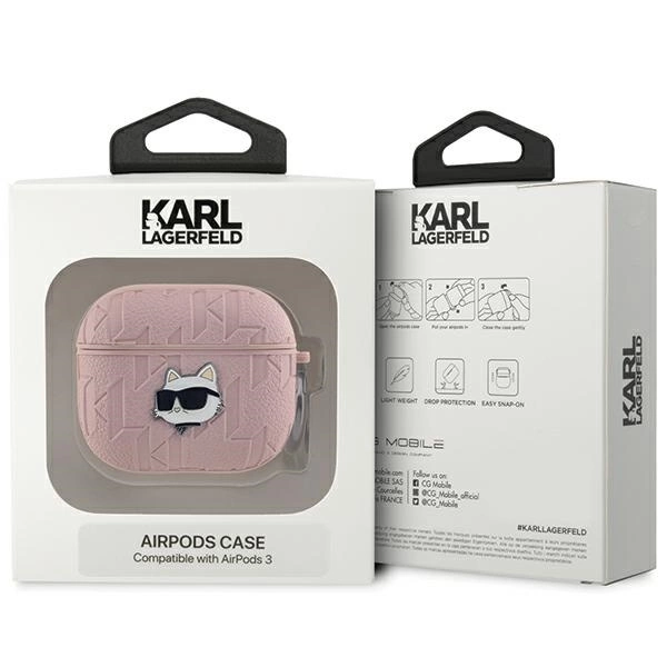 Karl Lagerfeld Monogram Choupette Head case for AirPods 3 - pinkeng
