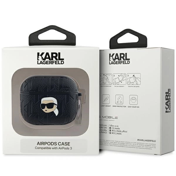 Karl Lagerfeld Monogram Karl Head case for AirPods 3 - blackeng