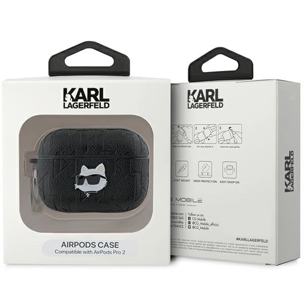 Karl Lagerfeld Monogram Choupette Head case for AirPods Pro 2 - blackeng