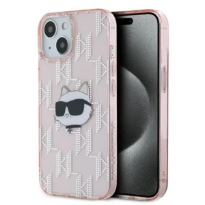 Karl Lagerfeld IML Choupette Head & Monogram case for iPhone 14 / 15 / 13 - pinkeng