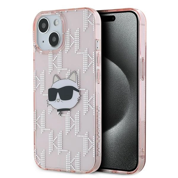 Karl Lagerfeld IML Choupette Head & Monogram case for iPhone 14 / 15 / 13 - pinkeng