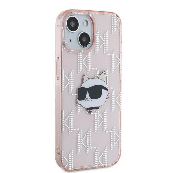 Karl Lagerfeld IML Choupette Head & Monogram case for iPhone 14 / 15 / 13 - pinkeng