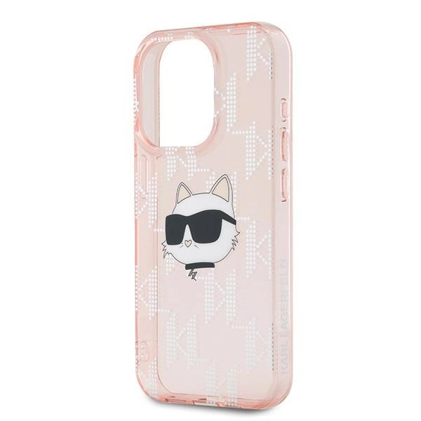 Karl Lagerfeld IML Choupette Head & Monogram case for iPhone 15 Pro - pinkeng