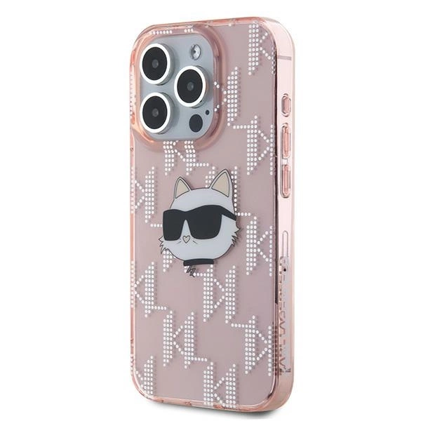 Karl Lagerfeld IML Choupette Head & Monogram case for iPhone 15 Pro Max - pinkeng