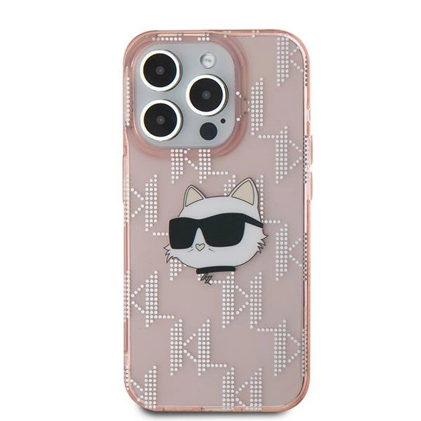 Karl Lagerfeld IML Choupette Head & Monogram case for iPhone 15 Pro Max - pinkeng