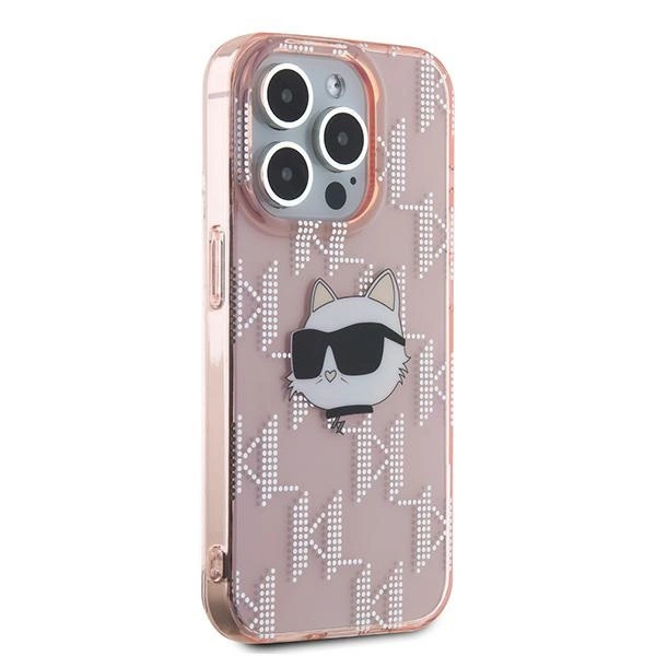 Karl Lagerfeld IML Choupette Head & Monogram case for iPhone 15 Pro Max - pinkeng