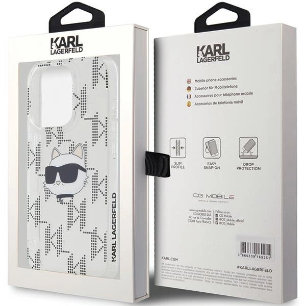 Karl Lagerfeld IML Choupette Head & Monogram case for iPhone 15 Pro Max - transparenteng