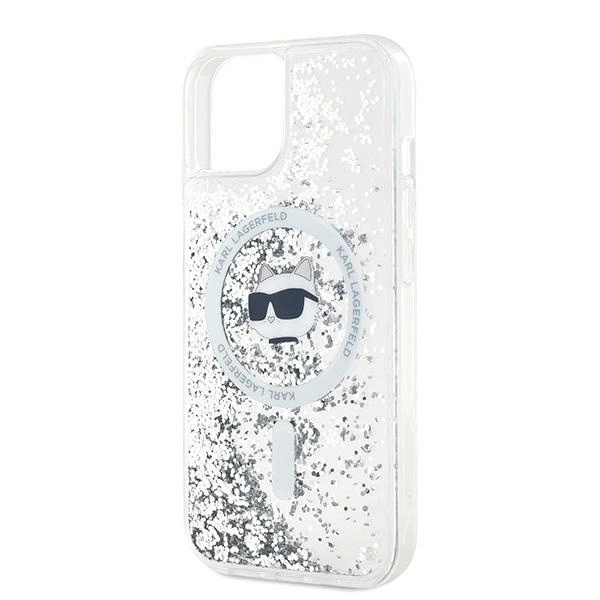Karl Lagerfeld Liquid Glitter Choupette Head MagSafe case for iPhone 13 - transparenteng