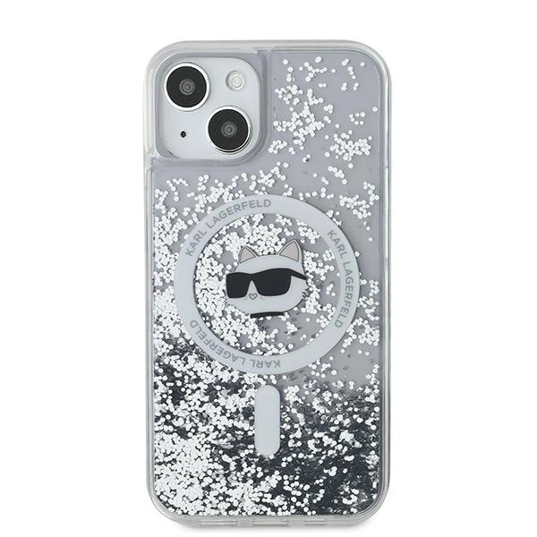 Karl Lagerfeld Liquid Glitter Choupette Head MagSafe case for iPhone 14 / 15 / 13 - transparenteng