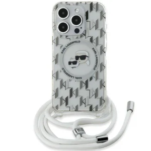 Karl Lagerfeld IML Crossbody Monogram Karl & Choupette Head MagSafe Case for iPhone 15 Pro - Transparenteng