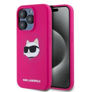 Karl Lagerfeld Silicone Choupette Head MagSafe case for iPhone 15 Pro - pinkeng