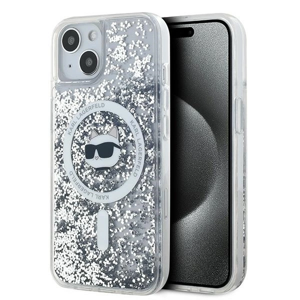 Karl Lagerfeld Liquid Glitter Choupette Head MagSafe Case for iPhone 15 Plus / 14 Plus - Transparenteng