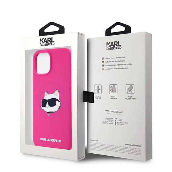 Karl Lagerfeld Silicone Choupette Head MagSafe Case for iPhone 15 Plus / 14 Plus - Pinkeng