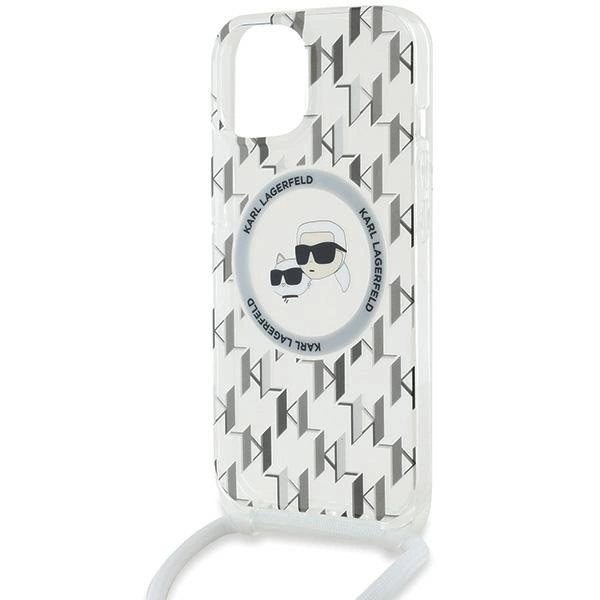 Karl Lagerfeld IML Crossbody Monogram Karl & Choupette Head MagSafe Case for iPhone 15 / 14 / 13 - Transparenteng