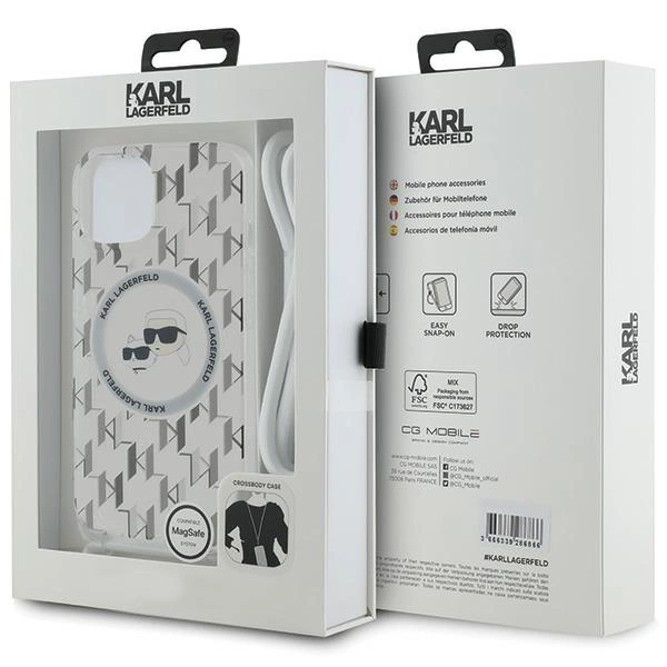 Karl Lagerfeld IML Crossbody Monogram Karl & Choupette Head MagSafe Case for iPhone 15 / 14 / 13 - Transparenteng