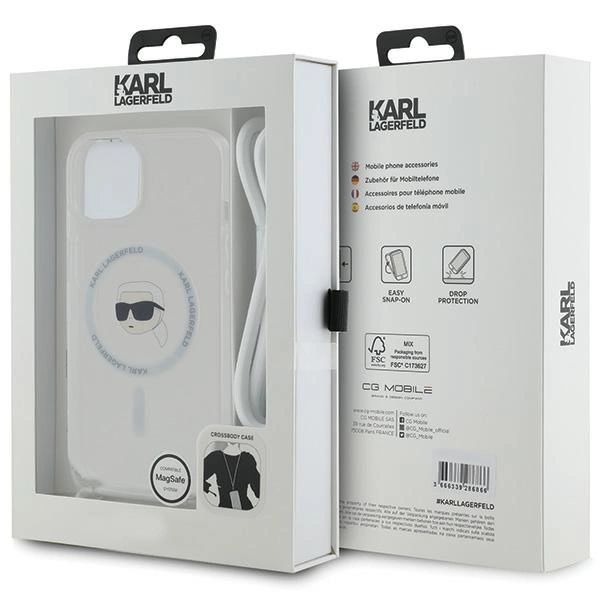Karl Lagerfeld Crossbody IML Karl Head MagSafe case for iPhone 15 / 14 / 13 - transparenteng