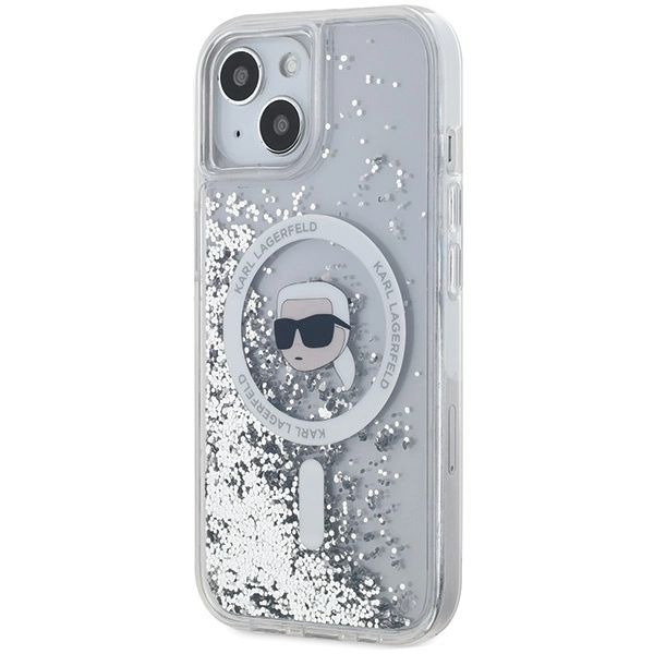 Karl Lagerfeld Liquid Glitter Karl Head MagSafe case for iPhone 15 / 14 / 13 - transparenteng