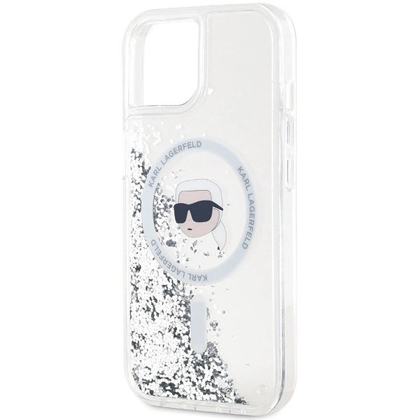 Karl Lagerfeld Liquid Glitter Karl Head MagSafe case for iPhone 15 / 14 / 13 - transparenteng