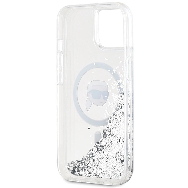 Karl Lagerfeld Liquid Glitter Karl Head MagSafe case for iPhone 15 / 14 / 13 - transparenteng